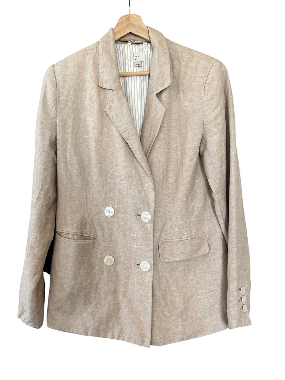 Target A New Day Double Breasted Tan Linen Blazer - Picture 2 of 10